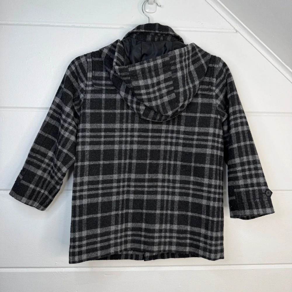 Janie and Jack Size 6 Classic Style Plaid Wool Blend Pea Coat
